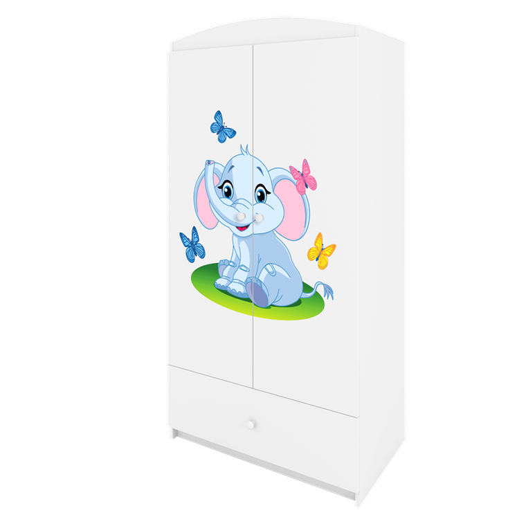Kocot Kids, Babydreams, szafa, biała, słonik, 181.2-52-90 cm