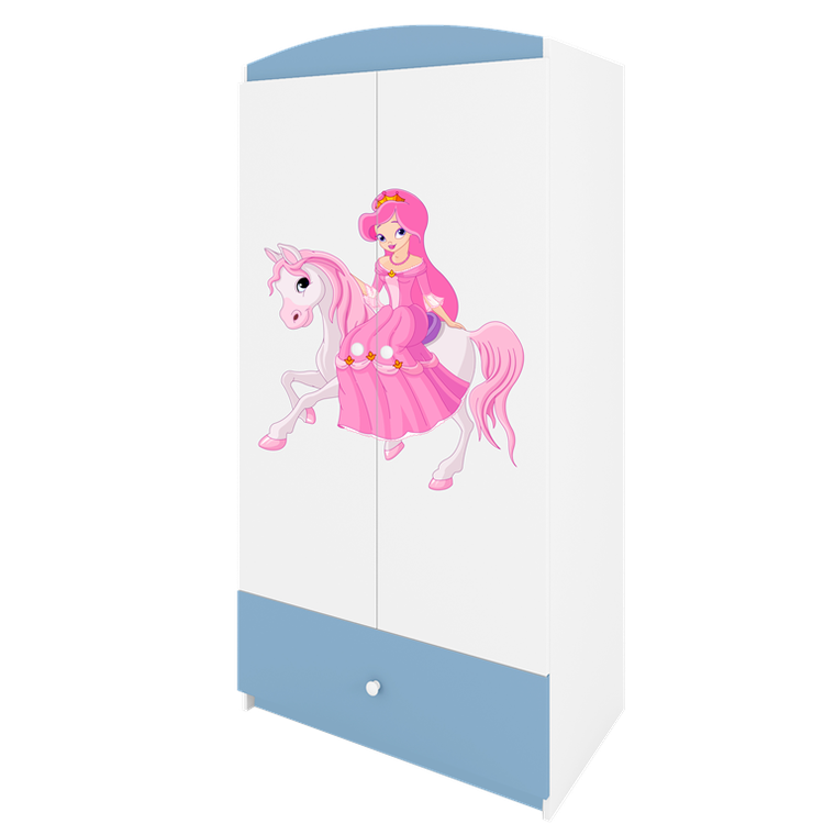 Kocot Kids, Babydreams, szafa, niebieska, księżniczka na koniku, 181.2-52-90 cm