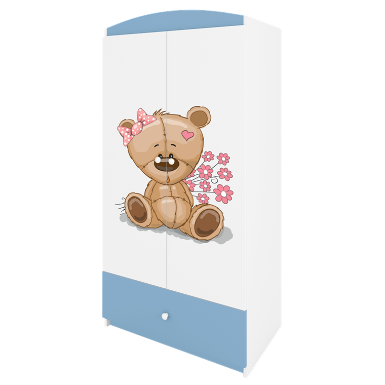 Kocot Kids, Babydreams, szafa, niebieska, miś kwiatki, 181.2-52-90 cm