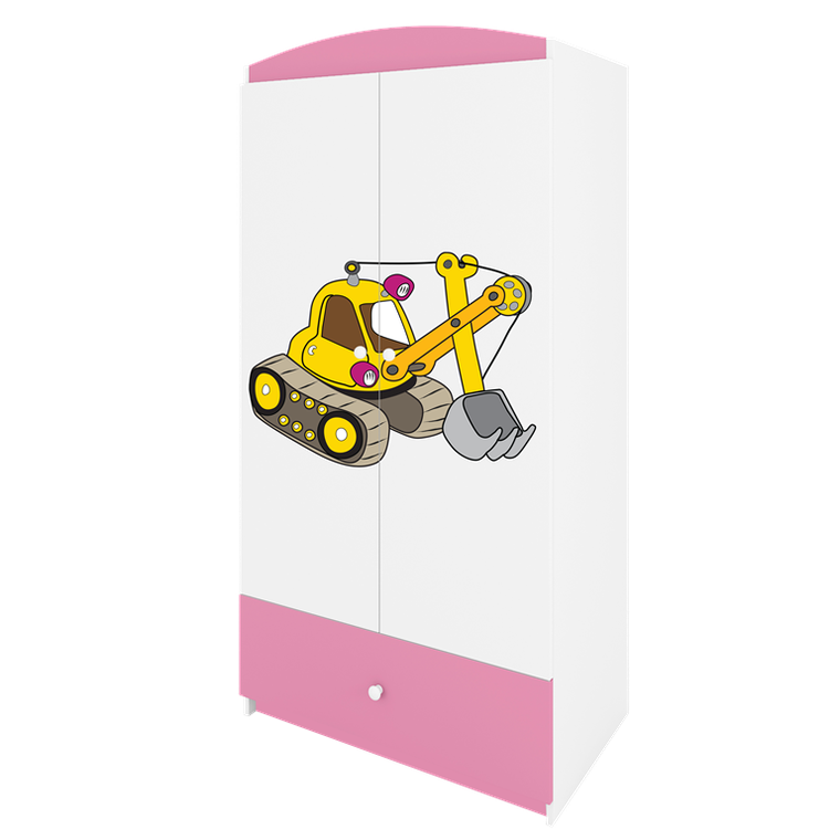 Kocot Kids, Babydreams, szafa, różowa, koparka, 181.2-52-90 cm