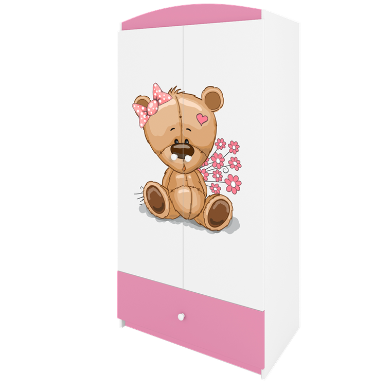 Kocot Kids, Babydreams, szafa, różowa, miś kwiatki, 181.2-52-90 cm
