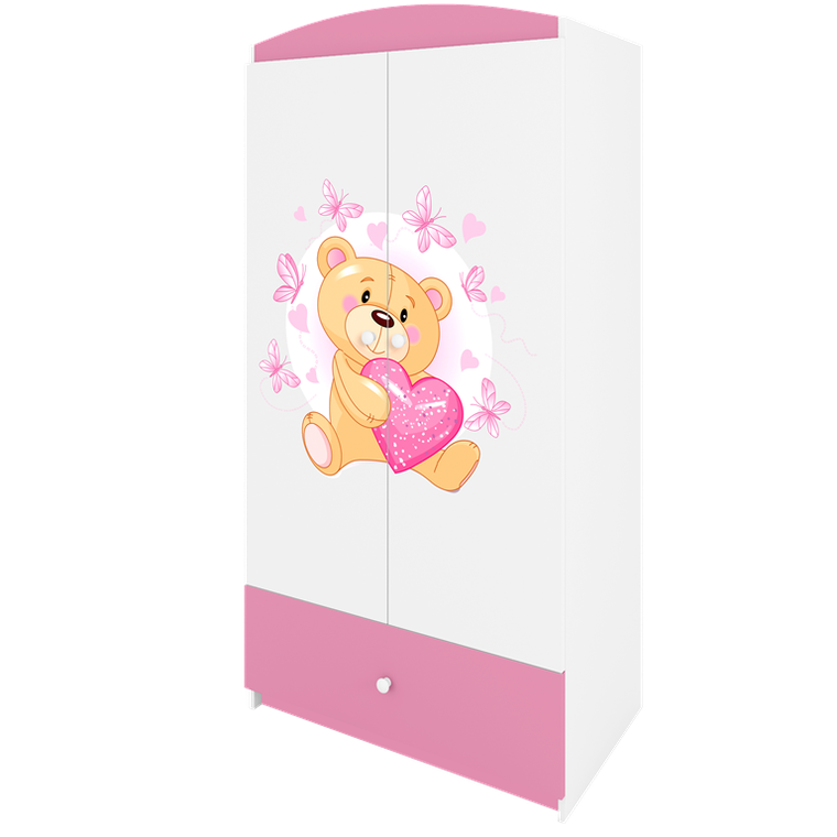 Kocot Kids, Babydreams, szafa, różowa, miś motylki, 181.2-52-90 cm