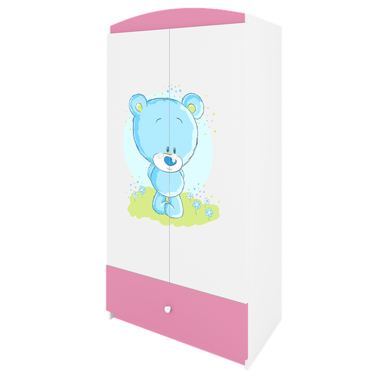 Kocot Kids, Babydreams, szafa, różowa, niebieski miś, 181.2-52-90 cm