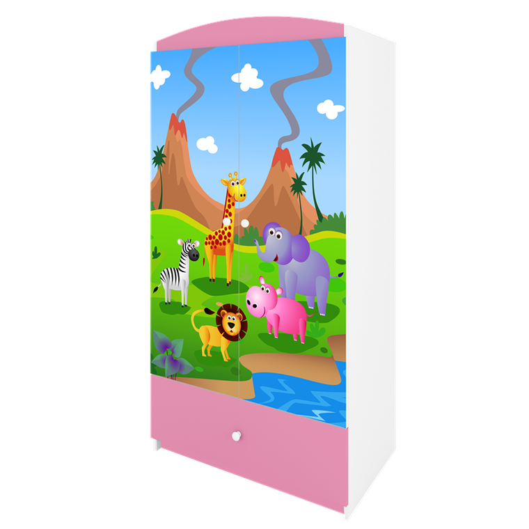 Kocot Kids, Babydreams, szafa, różowa, safari, 181.2-52-90 cm