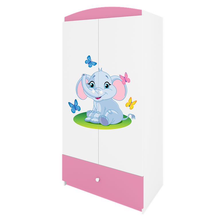 Kocot Kids, Babydreams, szafa, różowa, słonik, 181.2-52-90 cm