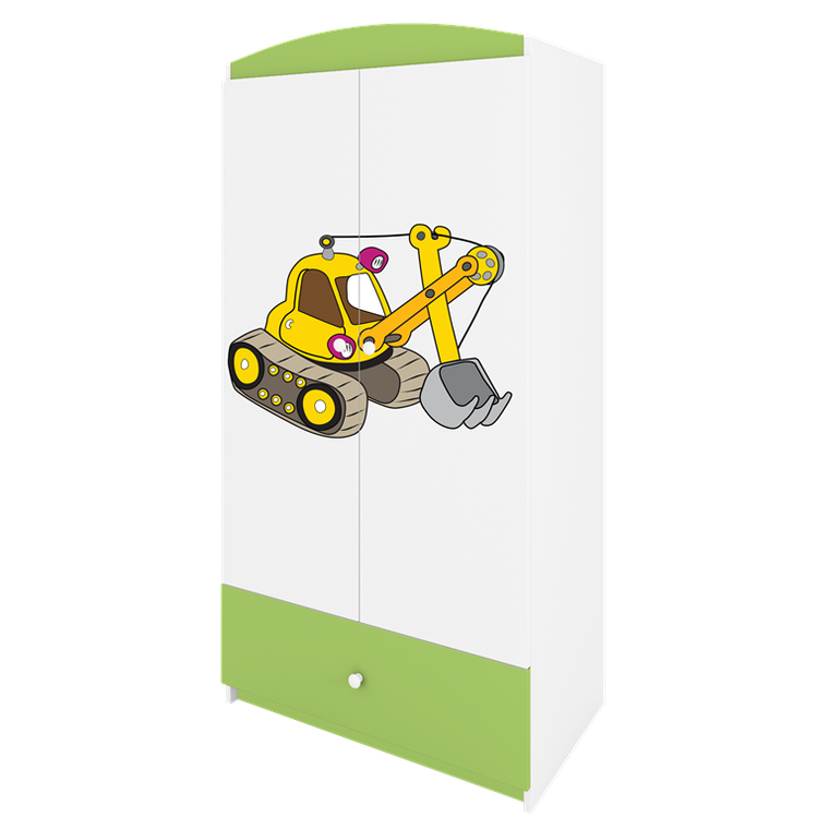 Kocot Kids, Babydreams, szafa, zielona, koparka, 181.2-52-90 cm