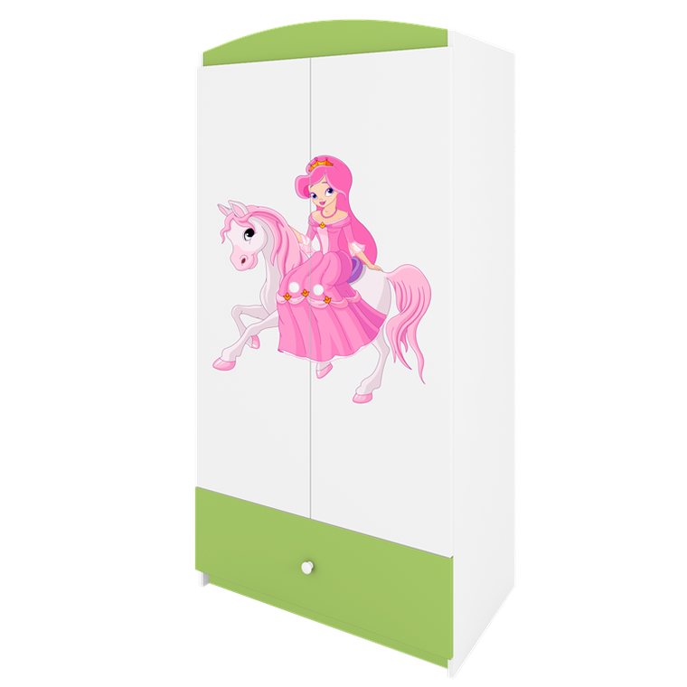 Kocot Kids, Babydreams, szafa, zielona, księżniczka na koniku, 181.2-52-90 cm