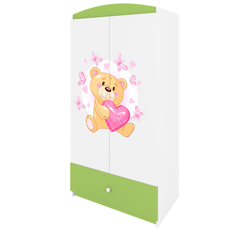 Kocot Kids, Babydreams, szafa, zielona, miś motylki, 181.2-52-90 cm