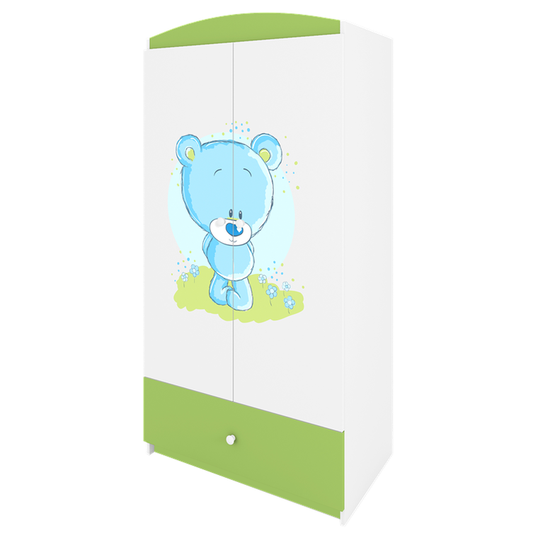 Kocot Kids, Babydreams, szafa, zielona, niebieski miś, 181.2-52-90 cm