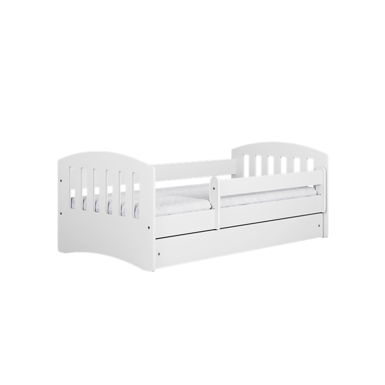 Kocot Kids, Classic 1, łóżko z szufladą i materacem, białe, 80-180 cm