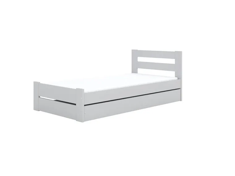 Kocot Kids, Emil, łóżko z materacem, białe, 90-180 cm