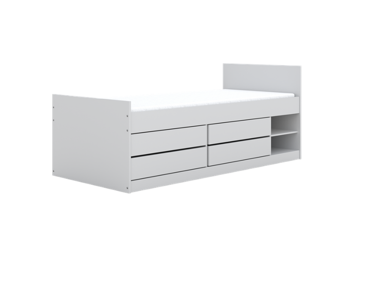 Kocot Kids, Leon, łóżko z materacem, białe, 90-200 cm