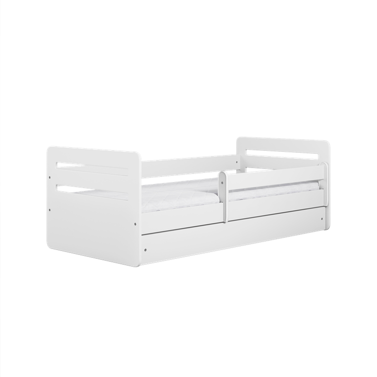Kocot Kids, Tomi, łóżko z szufladą i materacem, białe, 80-160 cm