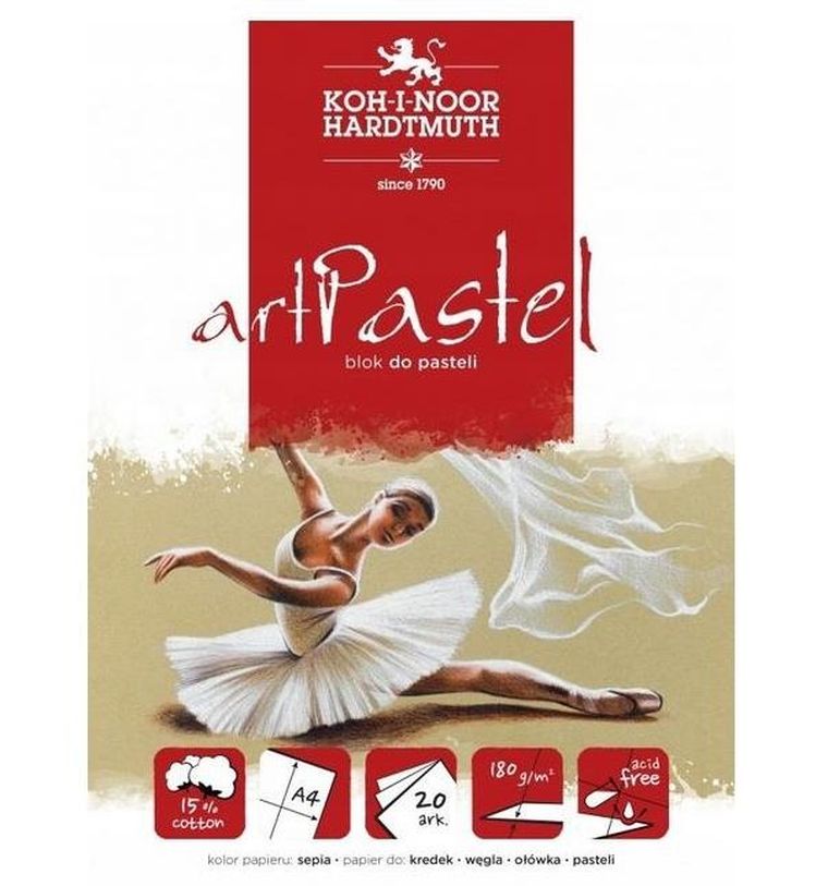 Koh-I-Noor, blok do pasteli, artpastel, sepia A4, 20 kartek, 180g