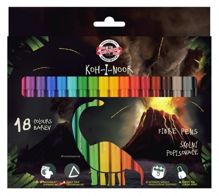 Koh-I-Noor, Dino, flamastry szkolne, 18 kolorów