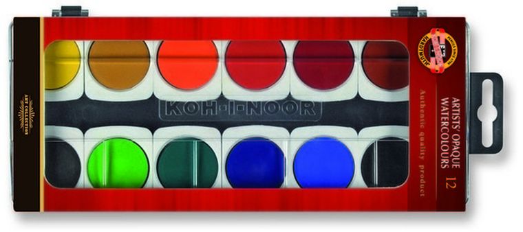 Koh-I-Noor, farby akwarelowe kryjące, 12 kolorów