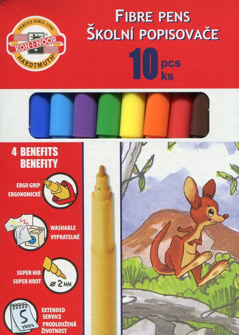 Koh-I-Noor, flamastry zmywalne, 10 kolorów