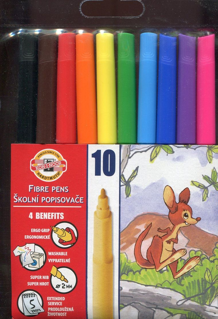 Koh-I-Noor, flamastry zmywalne, 10 kolorów