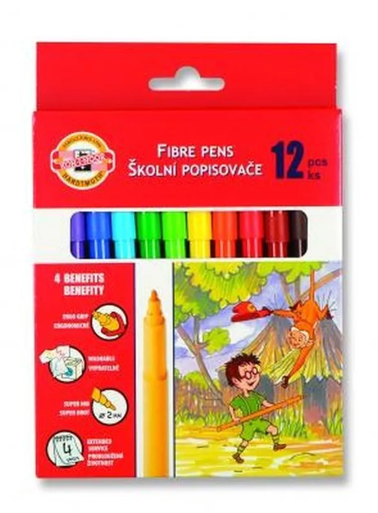 Koh-I-Noor, flamastry zmywalne, 12 kolorów