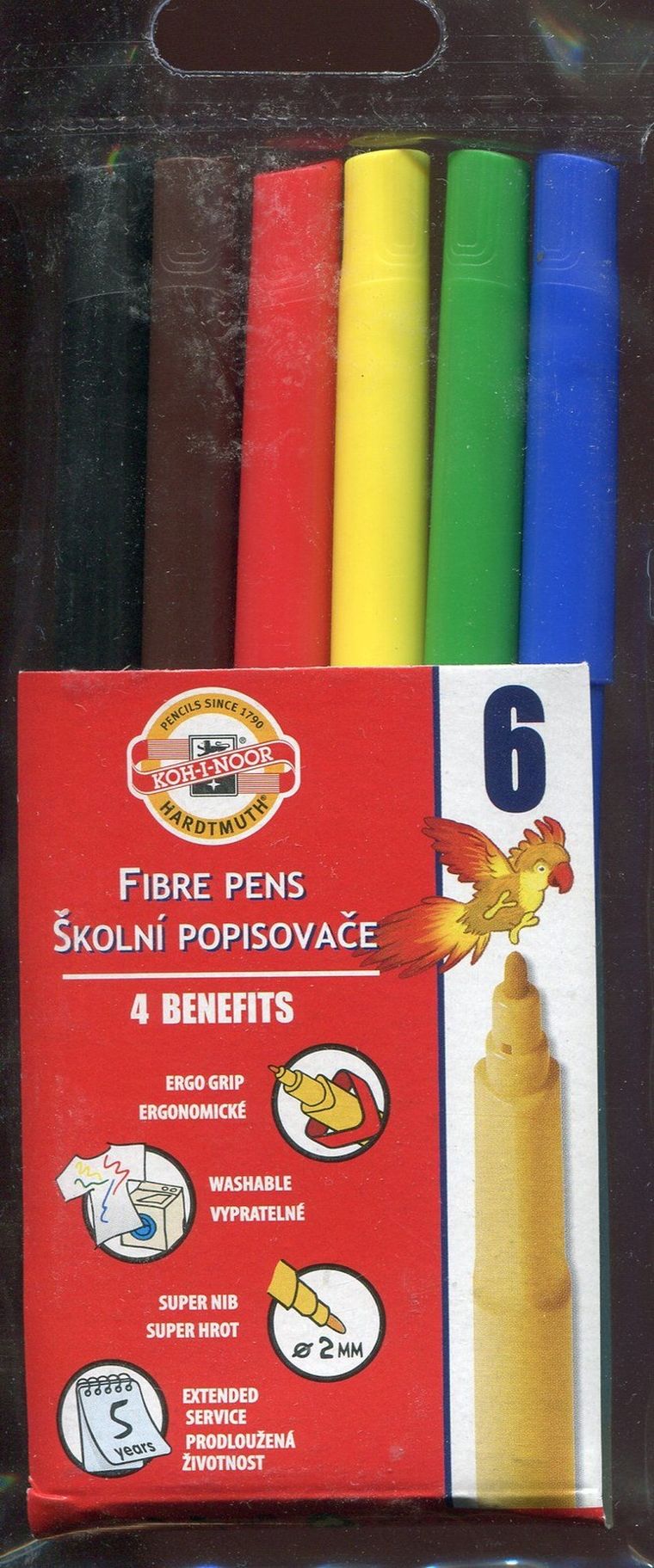 Koh-I-Noor, flamastry zmywalne, 6 kolorów