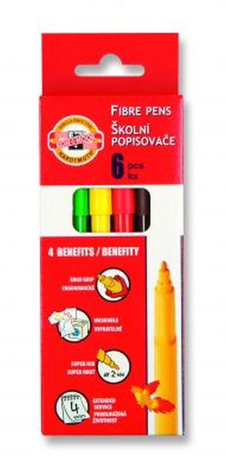 Koh-I-Noor, flamastry zmywalne, 6 kolorów