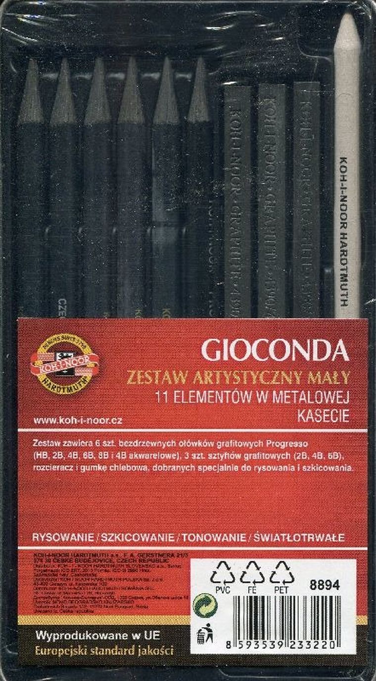 Koh-I-Noor, Gioconda, zestaw artystyczny, 11 elementów w metalowej kasecie