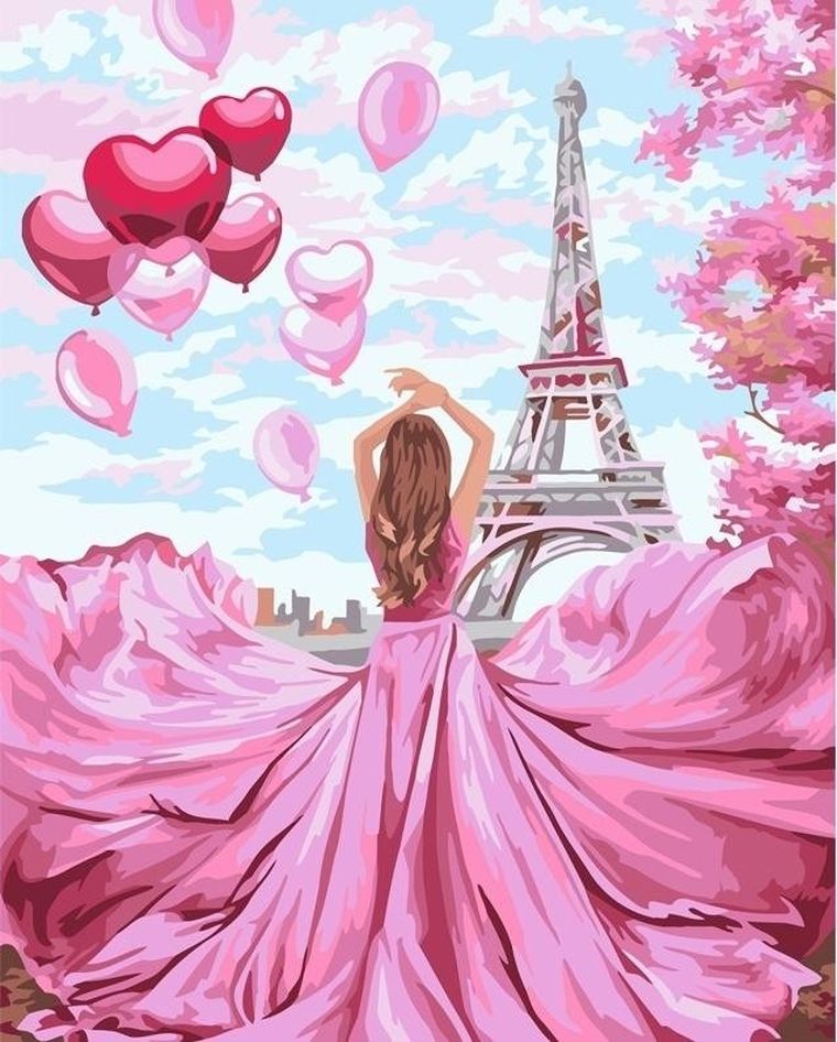 Koh-I-Noor, malowanie po numerach, dziewczyna w paryżu, 40-50 cm