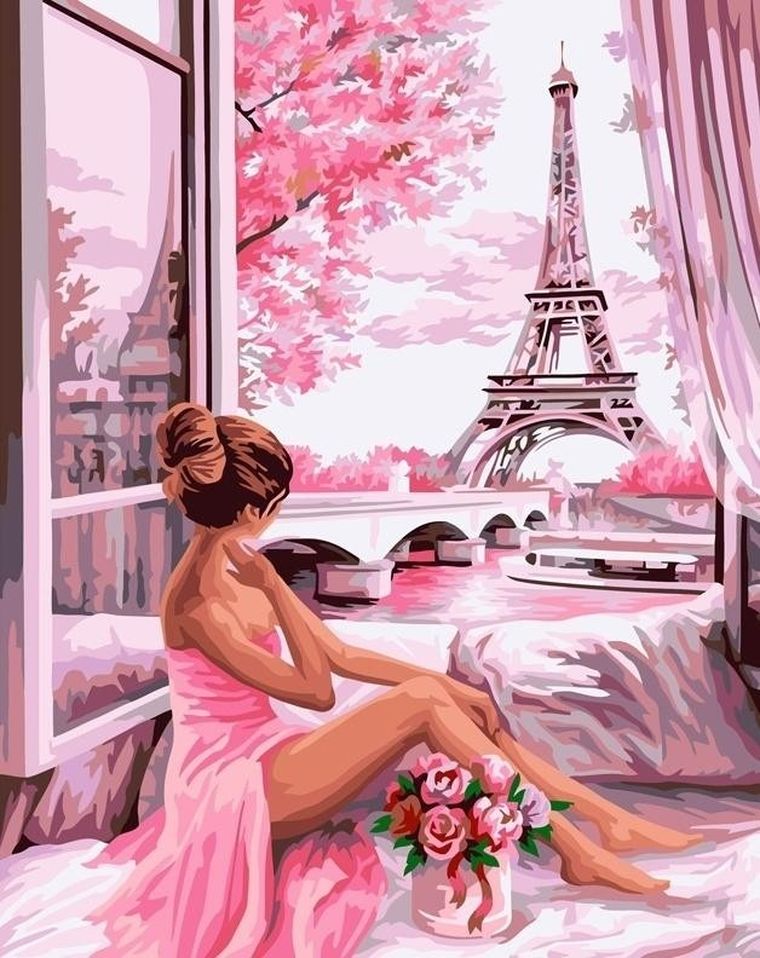 Koh-I-Noor, malowanie po numerach, dziewczyna z różami, 40-50 cm