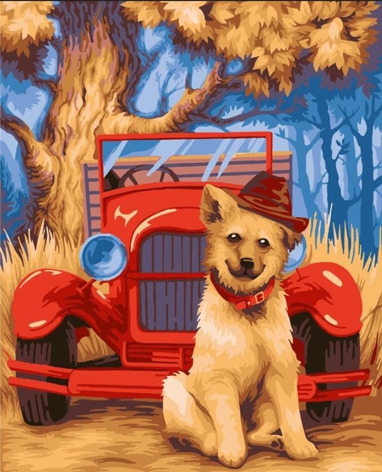 Koh-i-Noor, malowanie po numerach, Piesek w kapeluszu, 40-50 cm