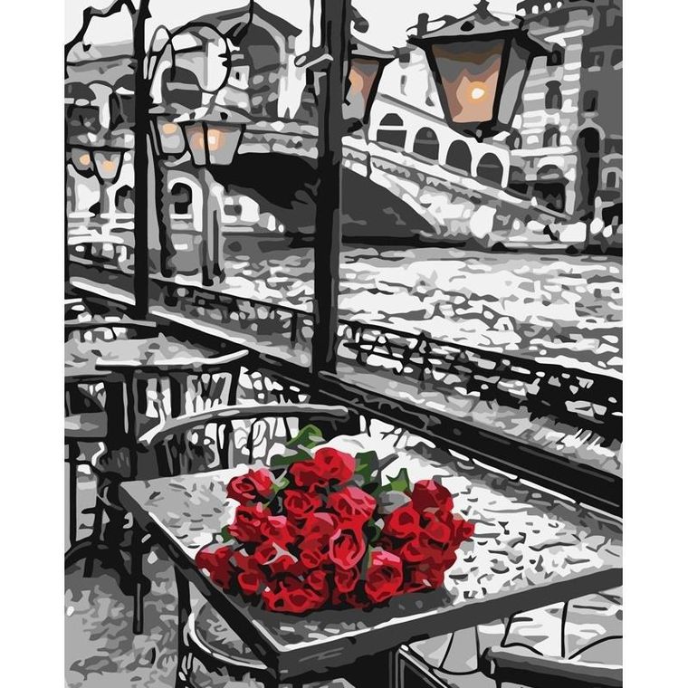 Koh-I-Noor, malowanie po numerach, róże na stoliku, 40-50 cm