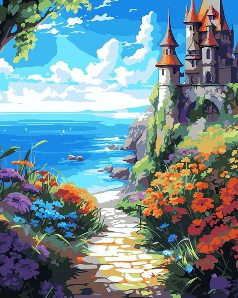 Koh-I-Noor, malowanie po numerach, zamek nad morzem, 40-50 cm