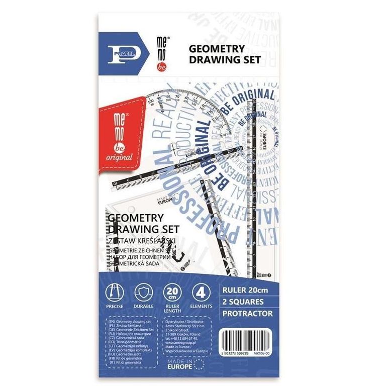 Koh-I-Noor, MemoBe by Pratel, zestaw kreślarski z linijką, 20 cm