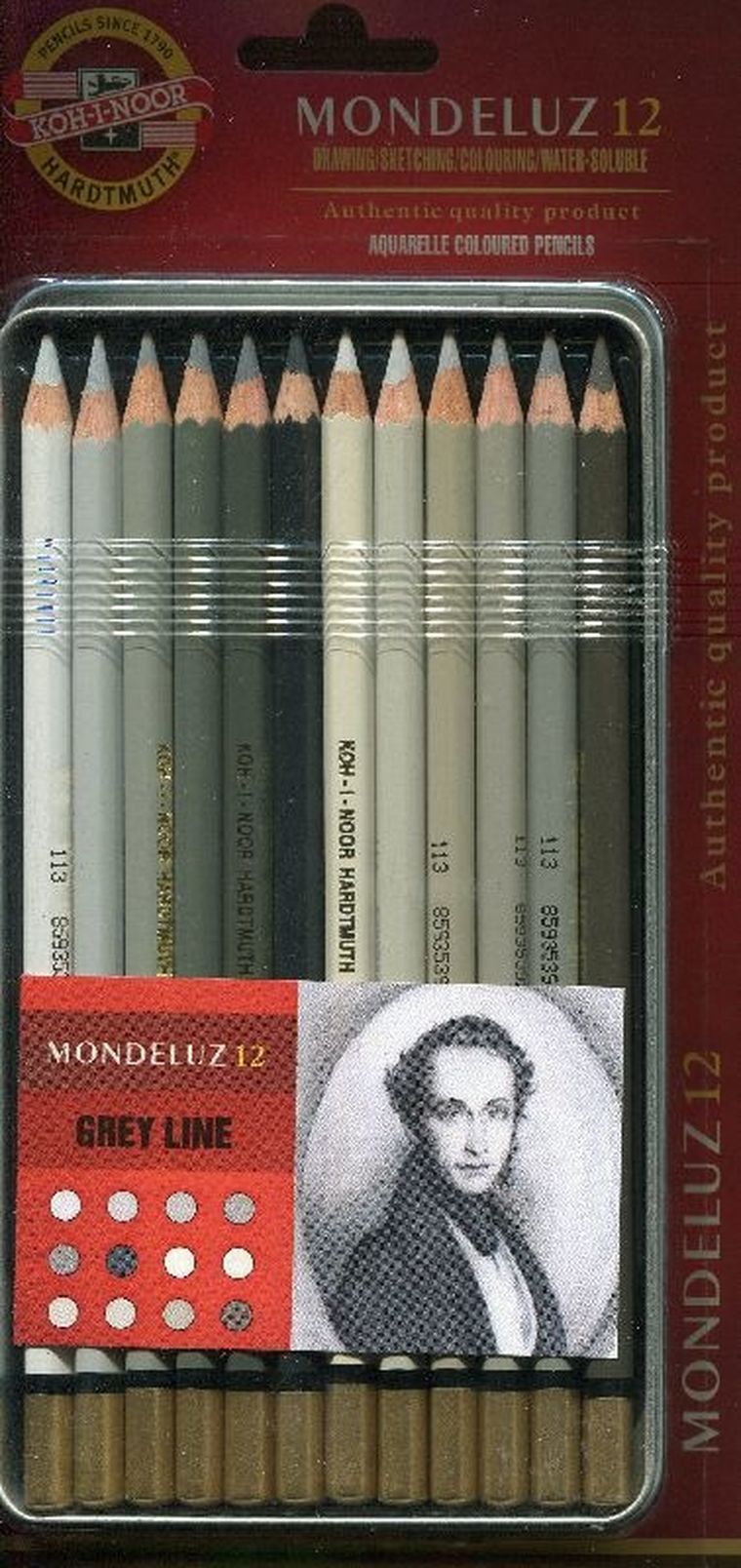 Koh-I-Noor, Mondeluz, kredki, linia szarości, 12 kolorów