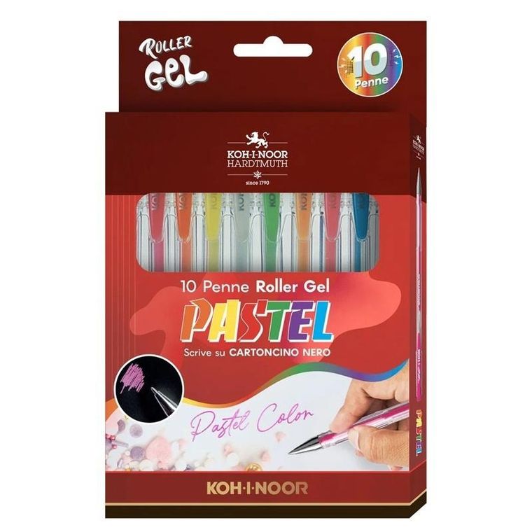 Koh-I-Noor, Pastel, długopisy żelowe, 10 kolorów