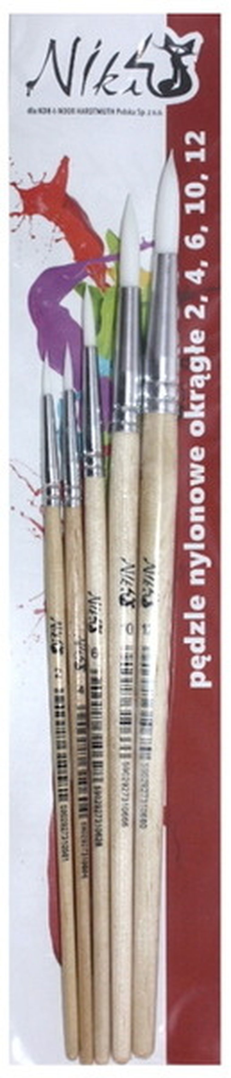 Koh-I-Noor, pędzle: 2+4+6+10+12, nylonowe, okrągłe, 5 szt.