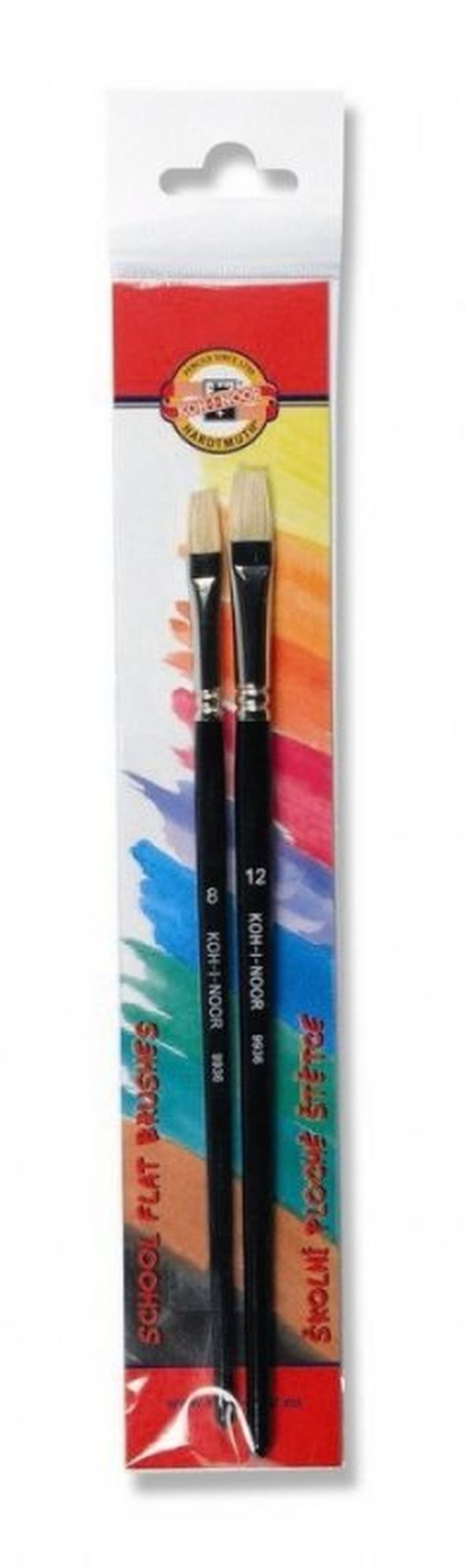 Koh-I-Noor, pędzle: 8+12, szczecinowe, płaskie, 2 szt.