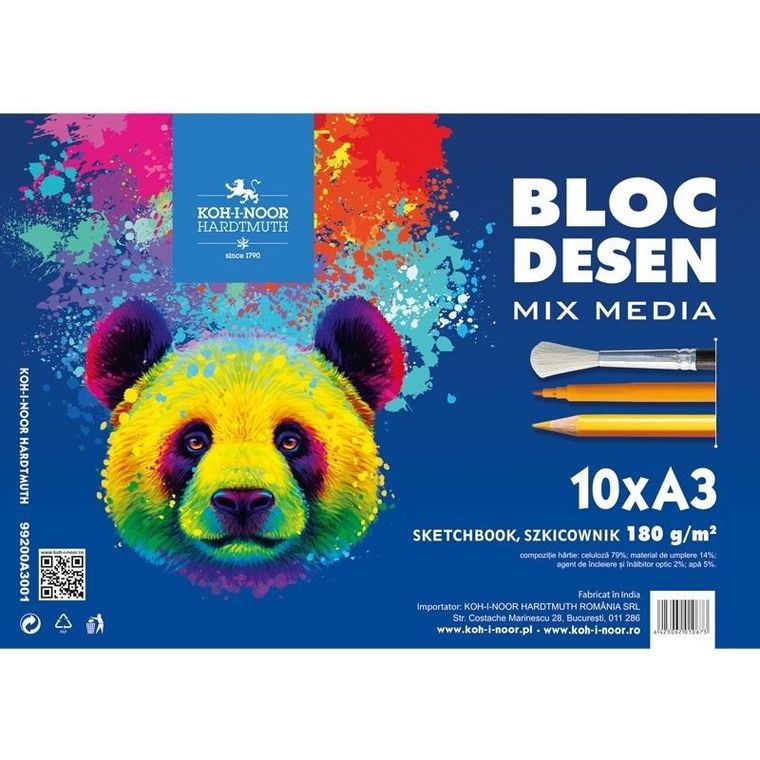 Koh-I-Noor, szkicownik A3, 10 arkuszy, niedźwiedź niebieski