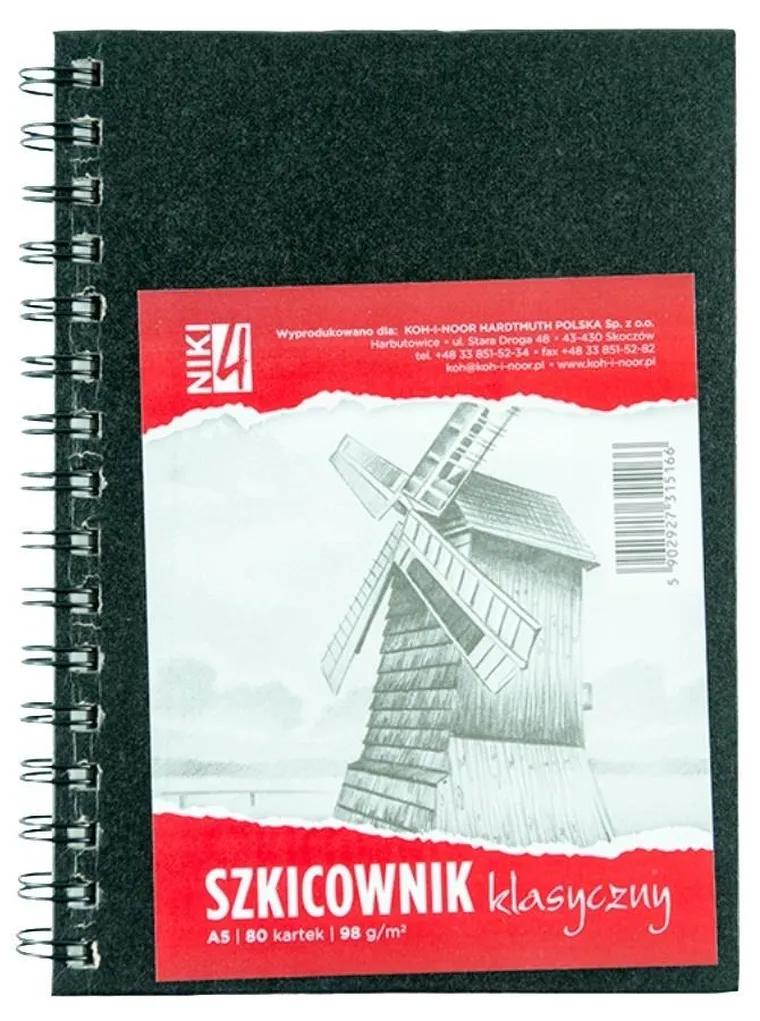 Koh-I-Noor, szkicownik A5, spirala, 98g, 80 kartek