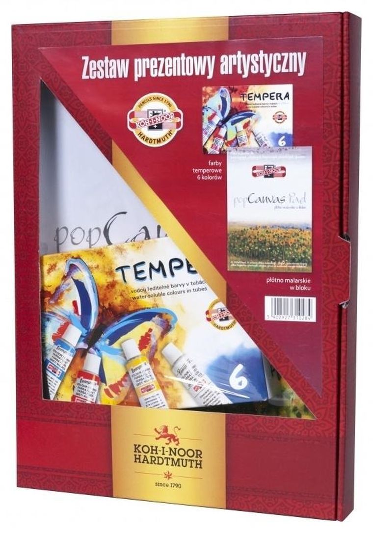 Koh-I-Noor, zestaw do malowania, farby tempery + płótno A4