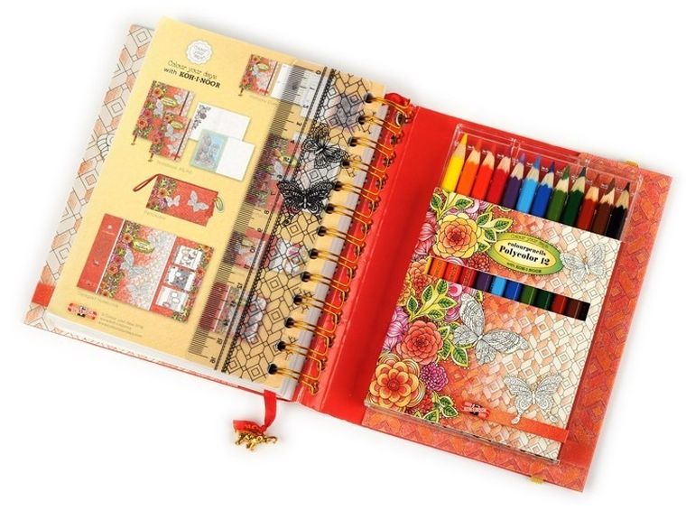 Koh-I-Noor, zestaw: kalendarz do kolorowania, 240 stron + Polycolor, kredki, 12 szt.