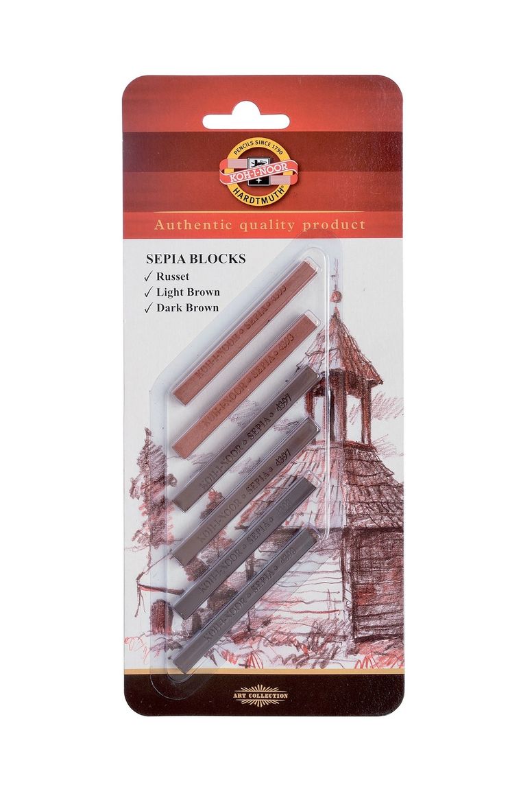 Koh-I-Noor, zestaw sztyftów w odcieniach sepii, 6 szt.