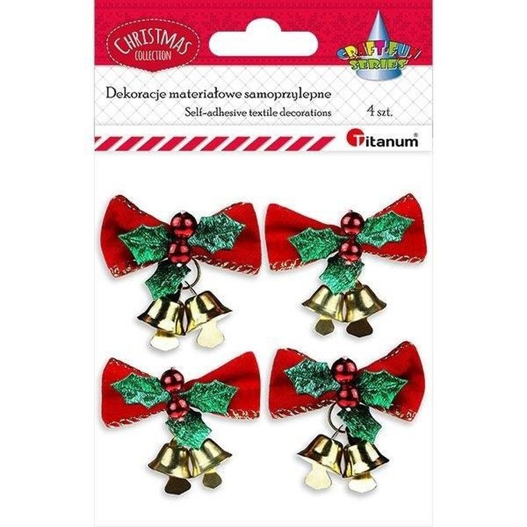 Kokardy welurowe 3D, samoprzylepne, 4 szt.