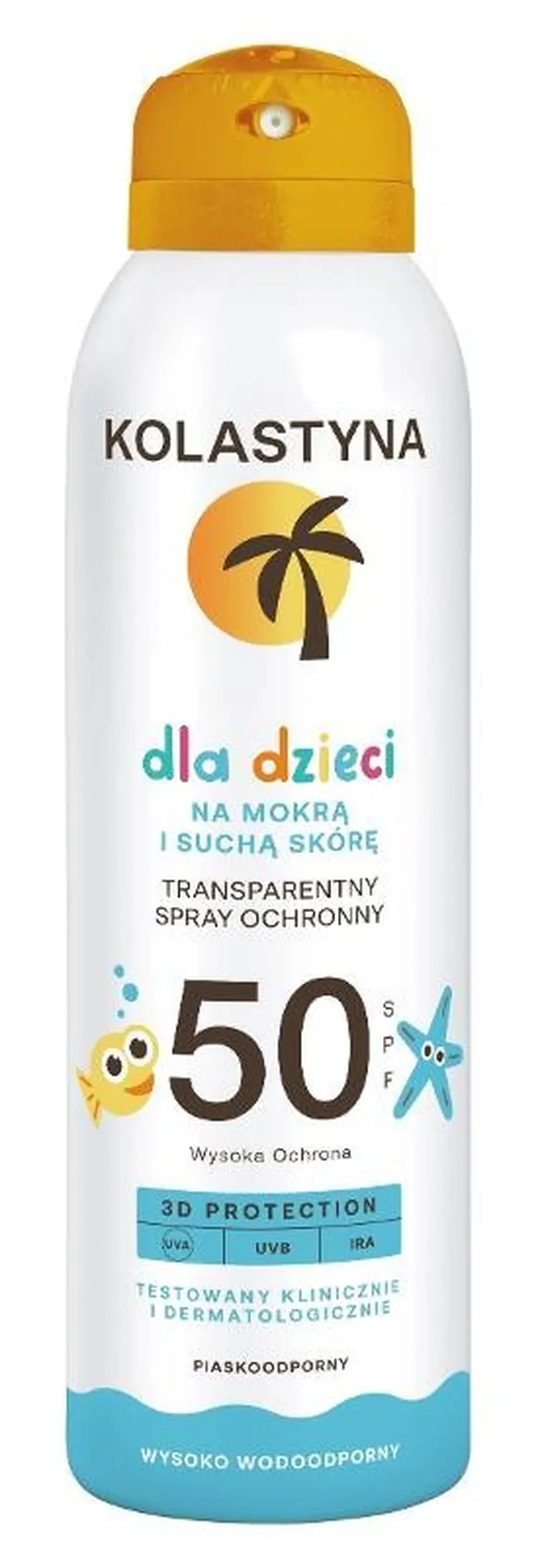 Kolastyna, transparentny spray ochronny dla dzieci, na mokrą i suchą skórę, SPF50, 150 ml