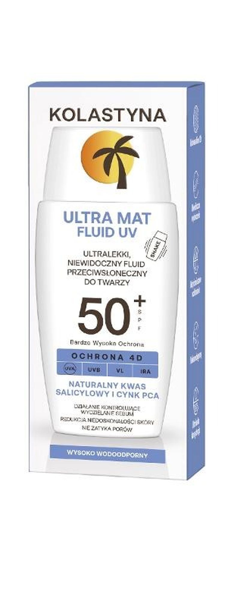 Kolastyna, Ultra Mat SPF50+, ultralekki fluid przeciwsłoneczny do twarzy, 40 ml