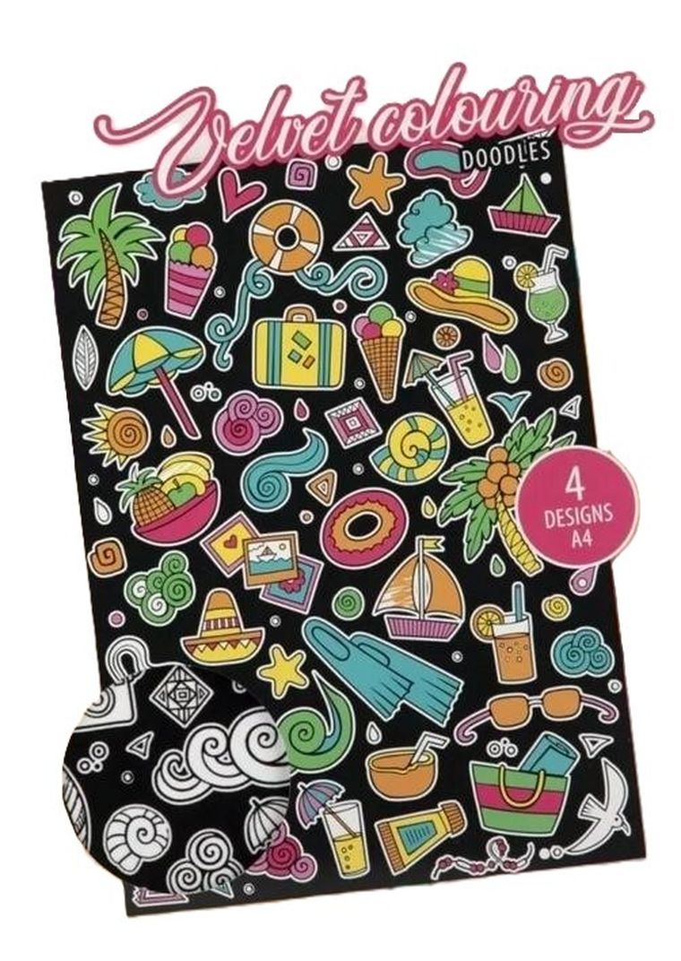 Kolorowanka. A4. Velvet Bazgroły. 4 arkusze