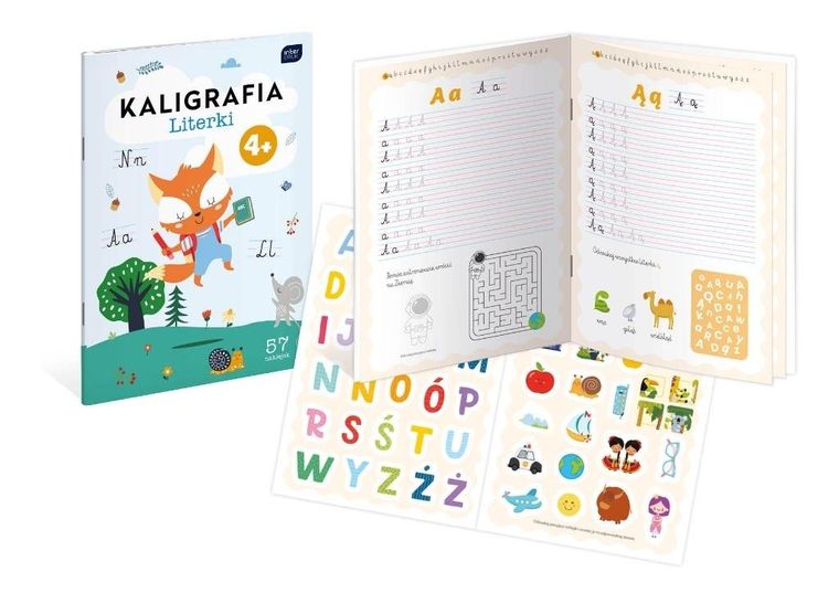 Kolorowanka A4 z naklejkami. Litery + zadania