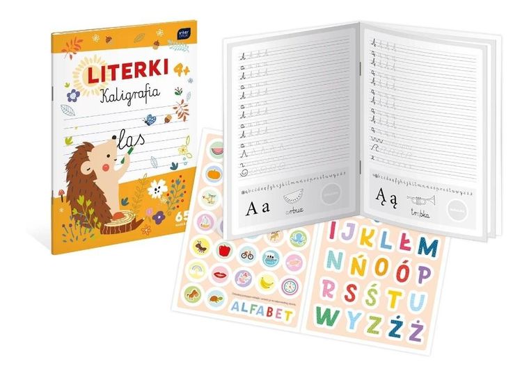 Kolorowanka A4/16K z naklejkami. Kaligrafia