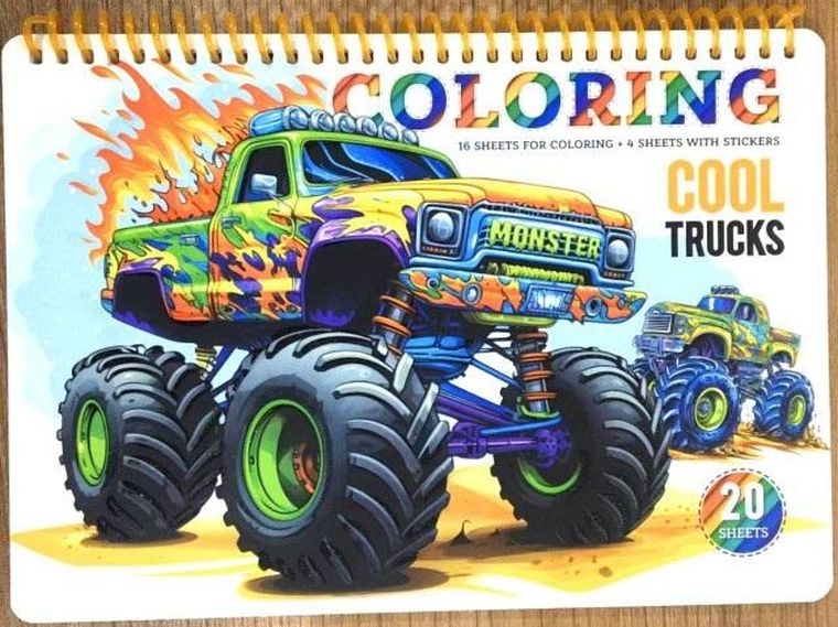 Kolorowanka A5. Cool trucks