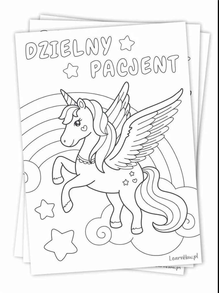 Kolorowanka dzielnego pacjenta A5. Jednorożec. 10 szt.