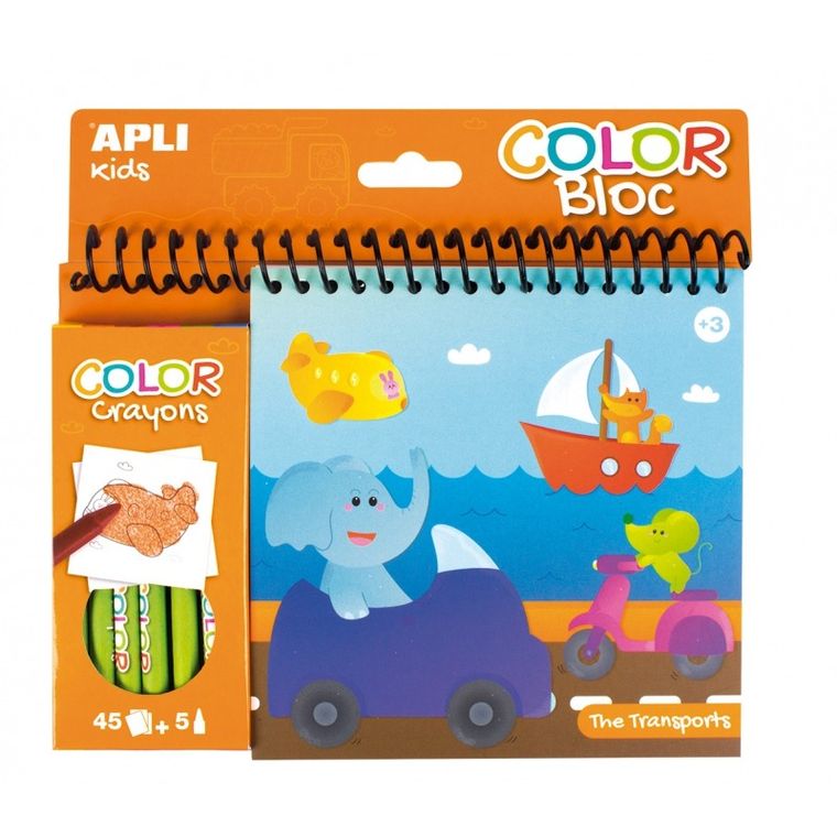 Kolorowanka z kredkami. Transport